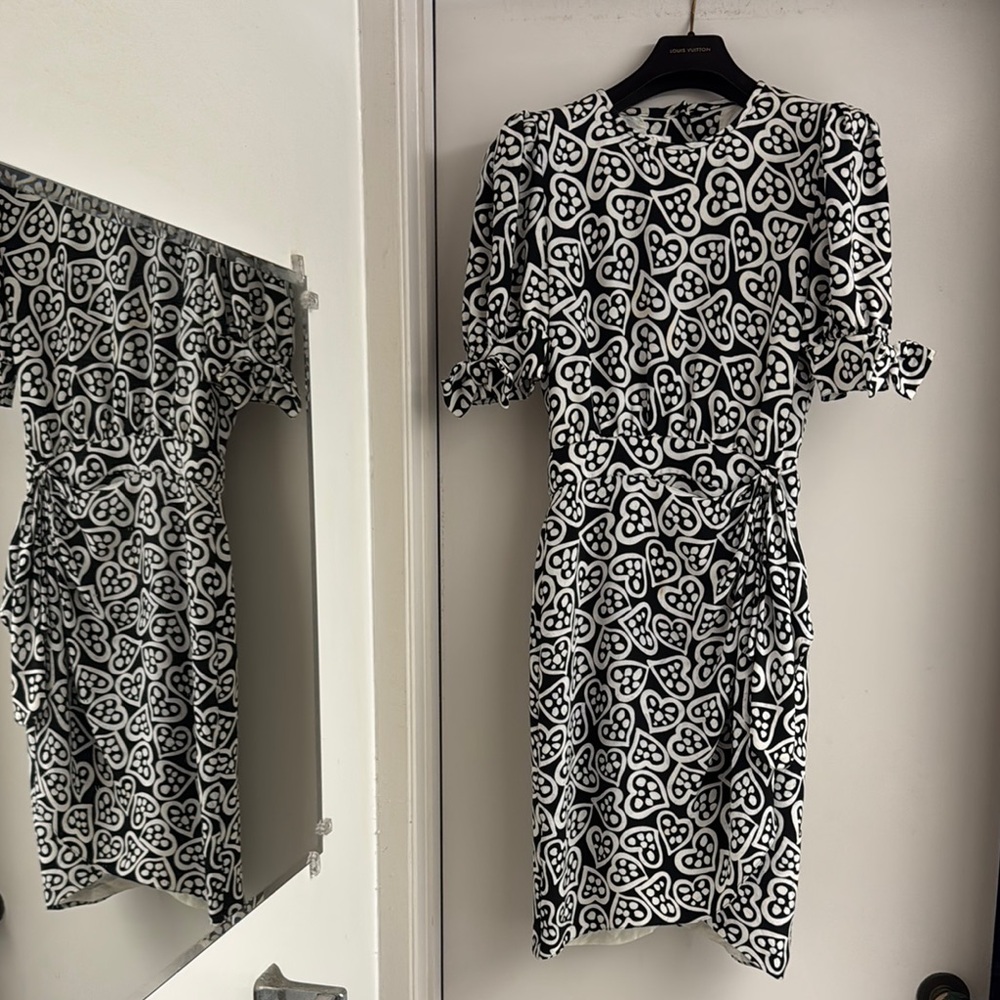 Vintage 80s rare Heart wrap dress by Escada Black and White 4/5-36 euro